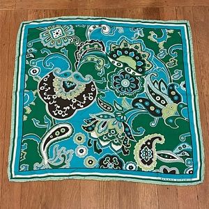 Vintage Banana Republic paisley whimsical colorful print silk square scarf